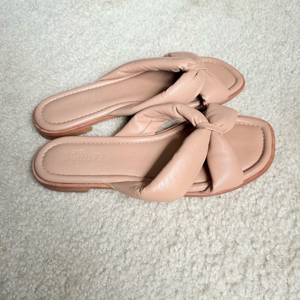 SCHUTZ Fairy Padded Open Toe Leather Sandals Size 9